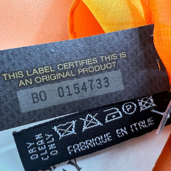Vintage 90s Paloma Picasso Silk Georgette Giant Xs and Os Scarf Orange Apricot - Picture 5 of 9